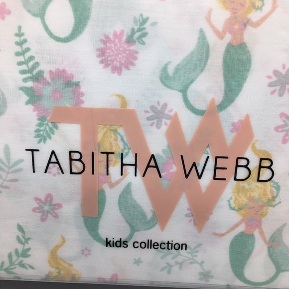 4pc Mermaid FULL Sheet Set Floral Ocean Pink Mint Green Tabitha Webb Designer - Picture 3 of 6